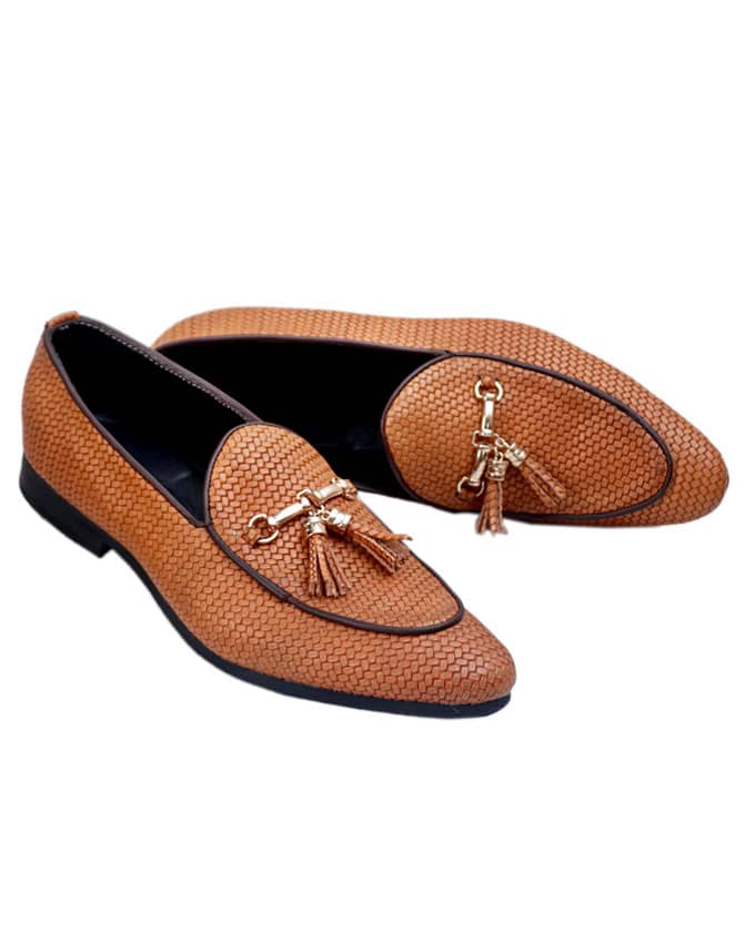 NET LEATHER BELGIAN LOAFERS - BROWN