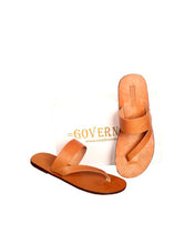 Simple Strand Governors Leather Slippers - Brown