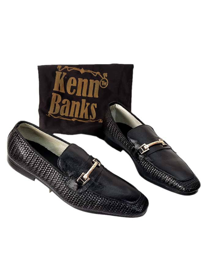 Kenn Banks Net Leather Chain Loafers