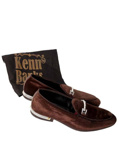 Kenn Banks Velvet Belgian Loafers - Coffee Brown