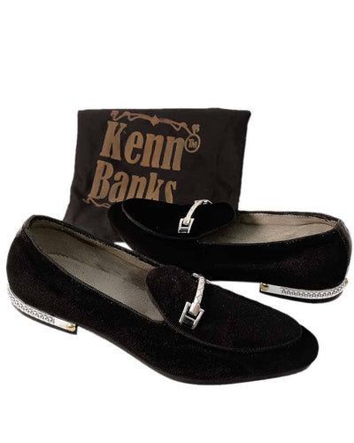 Kenn Bank Velvet Belgian Loafers - Black
