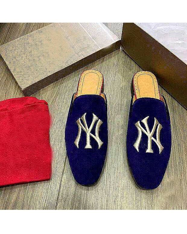 Mens Suede NY design Half Shoe - Blue