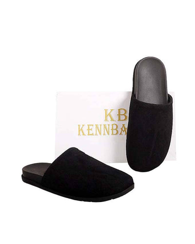 Mens Suede Flat Plain Mules