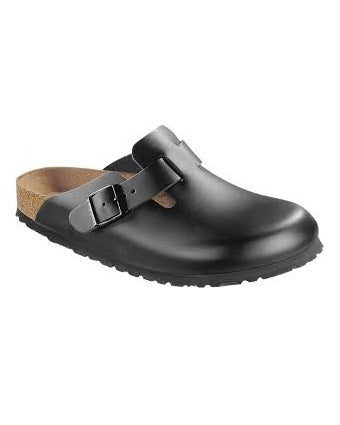 KENN BANKS MENS BLACK LEATHER HALFSHOE SLIPPERS