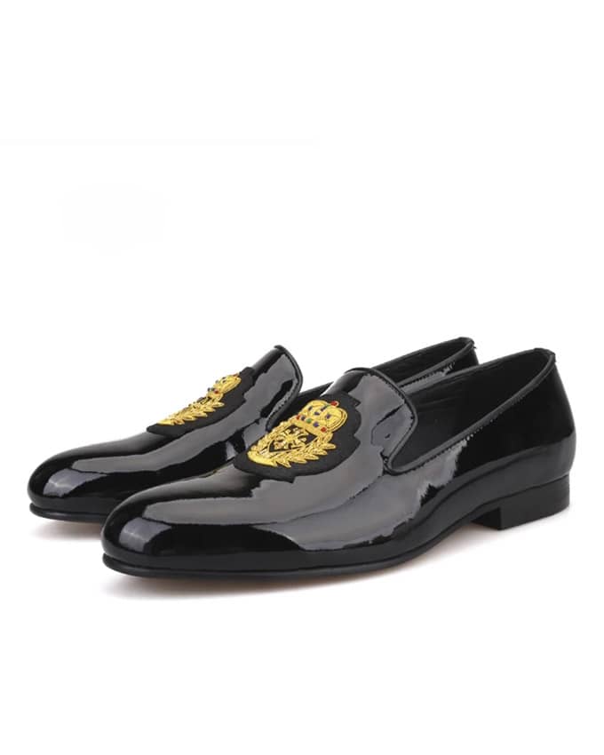 Men's Patent Embroidery Loafers
