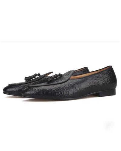 Men's Dotted Leather Belgian Tassel Loafers