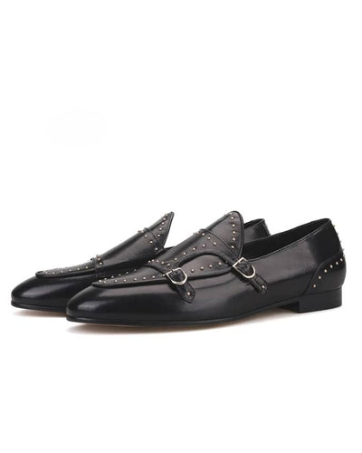 Senior Men Studded Double Monkstrap Loafers