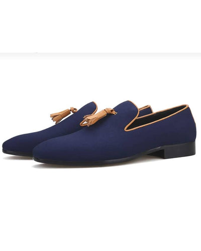 Senior Men Suede Navy Blue Loafers