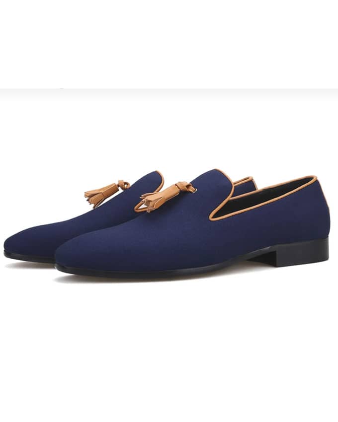 Senior Men Suede Navy Blue Loafers - Main Image