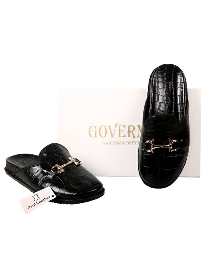 Baby Crocodile Leather Half Shoe Mules - Main Image