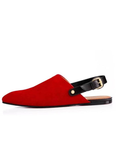 SENIOR MEN SUEDE HALF SHOE SANDAL - RED