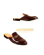 GOVERNORS SCALE SKIN LEATHER HALF SHOES - BROWN