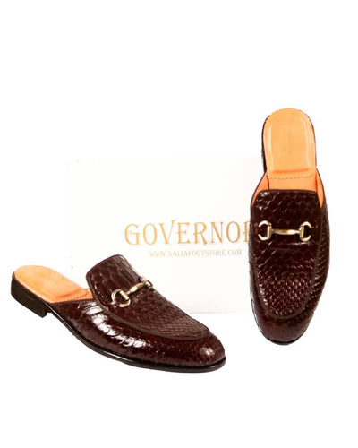 GOVERNORS SCALE SKIN LEATHER HALF SHOES - BROWN