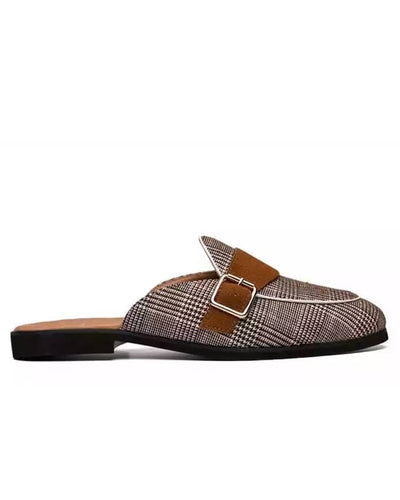 Kenn Banks Men's Checkers Side Buckle Mules