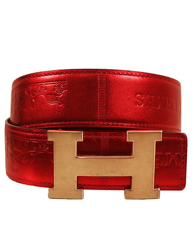 CLASSIC PURE LEATHER ROSE RED BELT