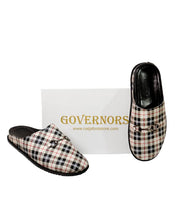 GOVERNORS OFF WHITE CHECK THEME HALF SHOE MULES