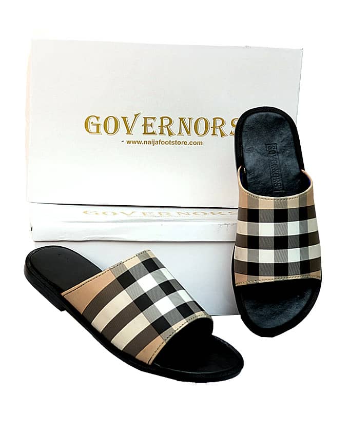 Governors Cream Check Slippers Design