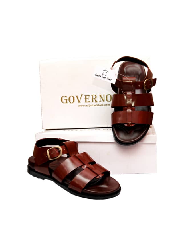 GOVERNORS GLADIATOR SLIDES SANDALS - BROWN