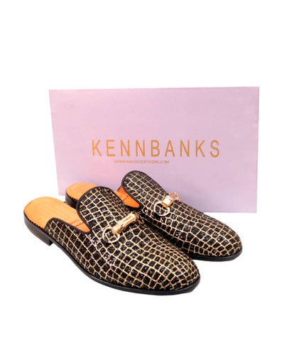 Senior Men Studded Leather Mules