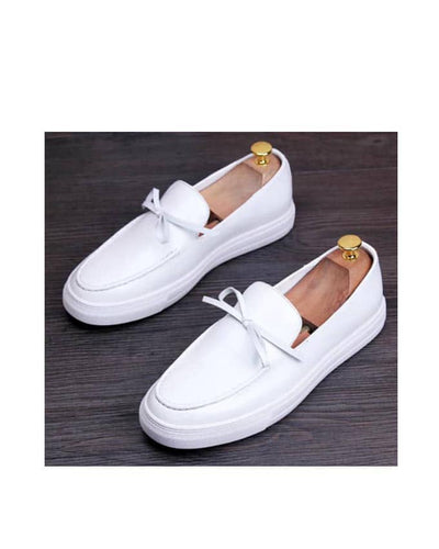 KENN BANKS MENS WHITE LEATHER SNEAKERS