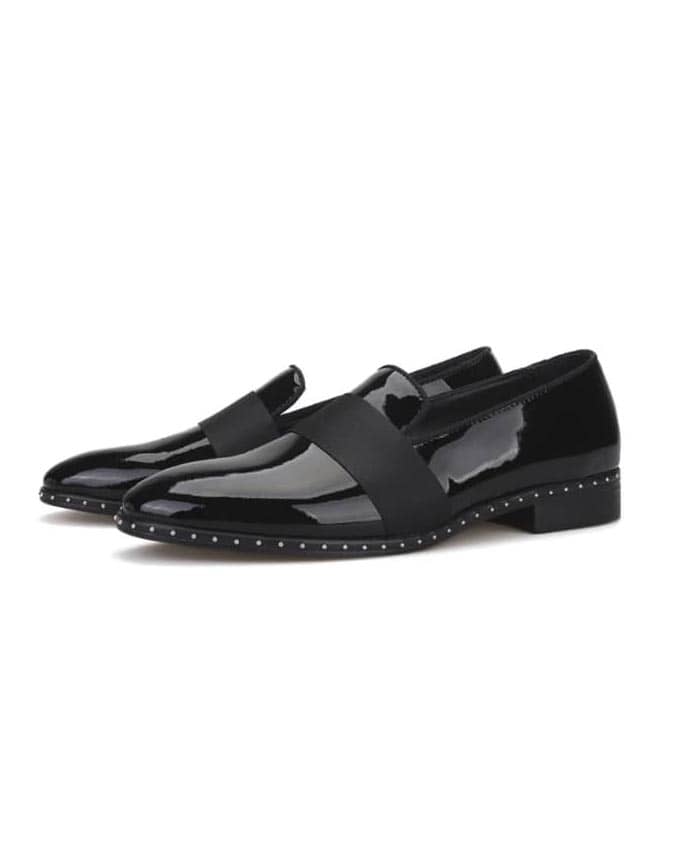 MENS PATENT STUDDED LOAFERS