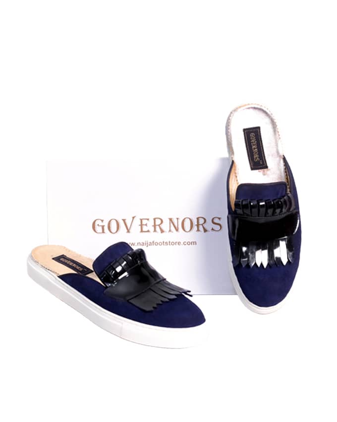 Blue Governors Half Shoe With Black Patent Tassel Plimsolls