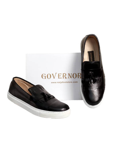 Black Governors Fancy Tassel Plimsolls