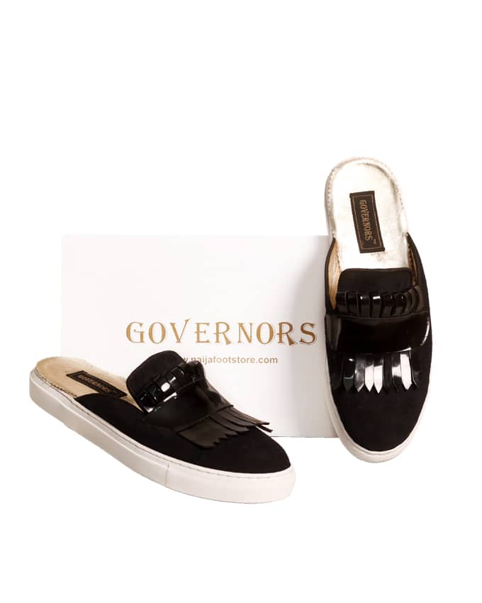 Black Governors Half Shoe With Black Patent Tassel Plimsolls