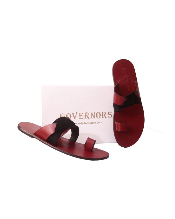 Maroon Governors Coffers Slippers With Black suede
