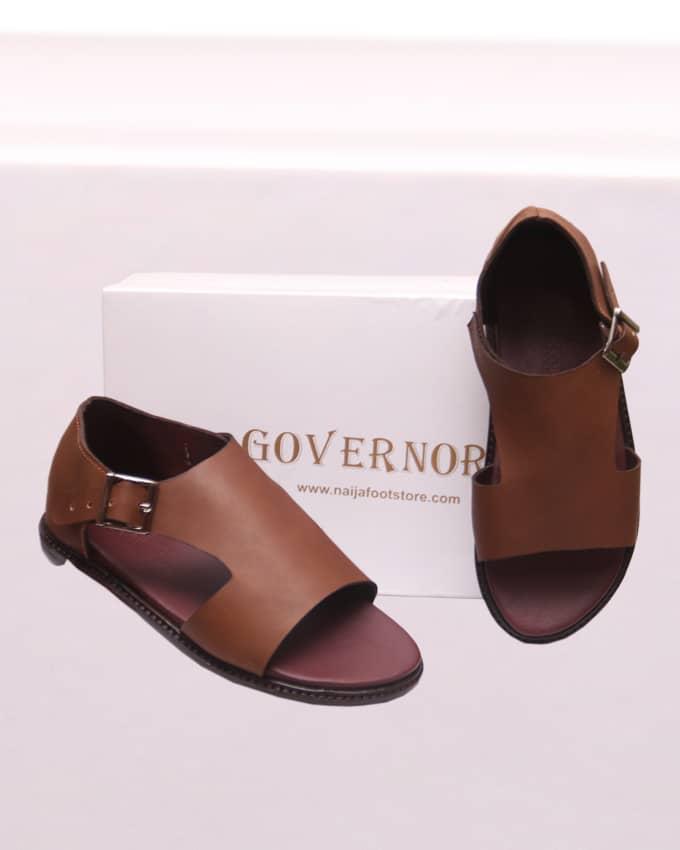 Brown Governors Signature Detail Leather Sandals