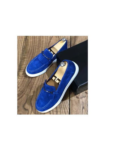 Kenn Banks Men's Blue Suede Finger Tassel Sneakers