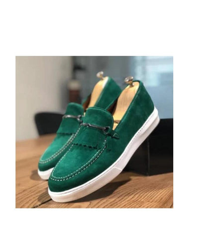 Kenn Banks Men's Green Suede Finger Tassel Sneakers