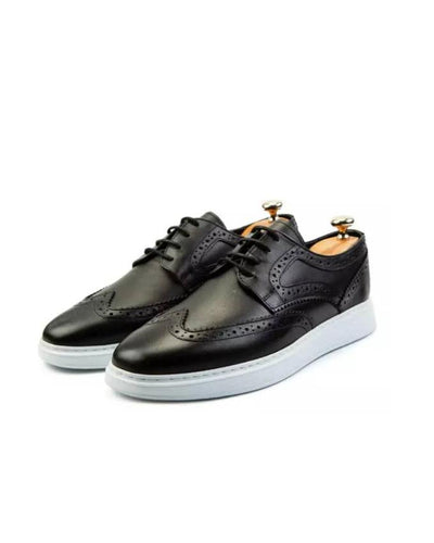 Kenn Banks Men's Black Leather Lace Up Sneakers