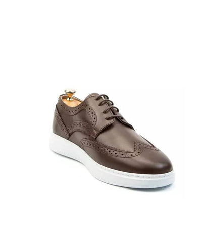 Kenn Banks Men's Brown Leather Lace Up Sneakers