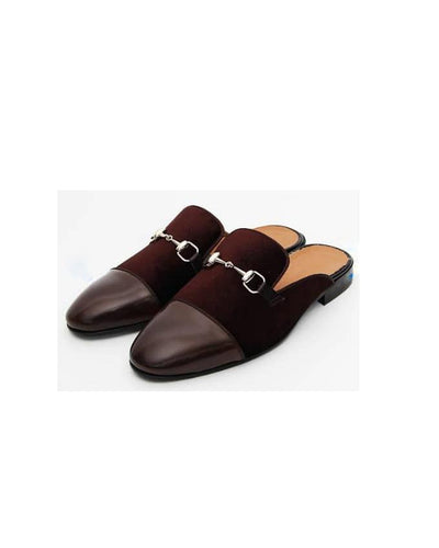 Kenn Banks Men's Suede Patent Mules  - Brown