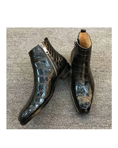 KENNBANKS CROC SKIN LEATHER CHELSEA BOOT