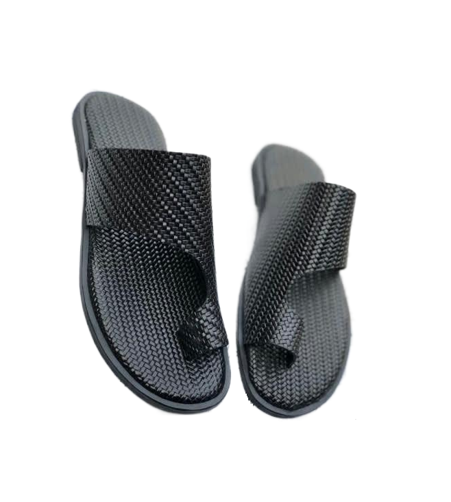 Governors Netted One Toe Leather Slippers Black – NaijaFootStore