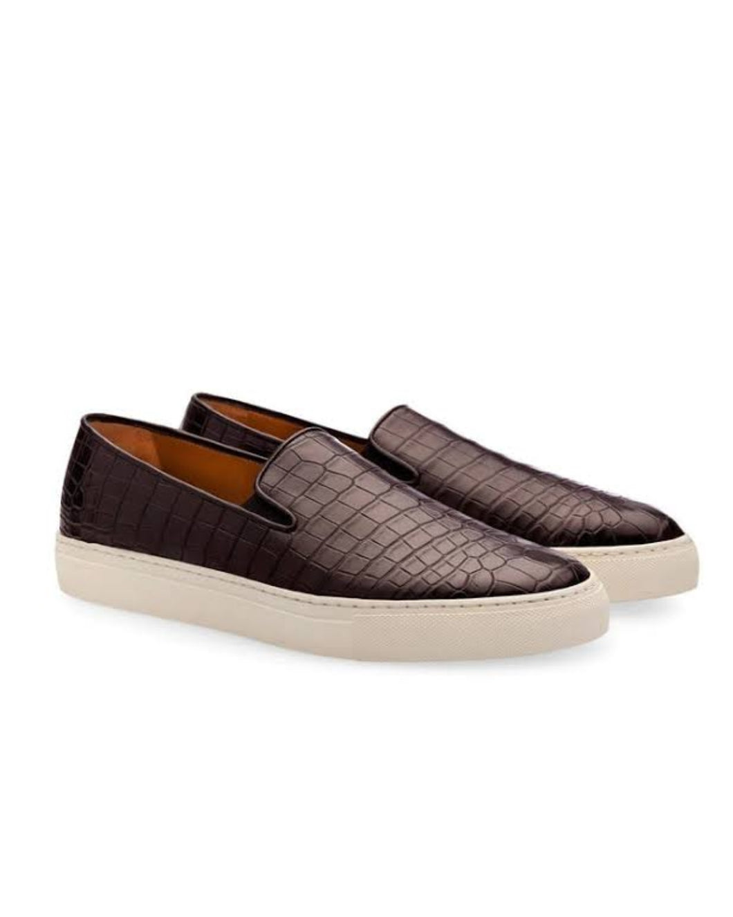 BROWN GOVERNORS ALLIGATOR SLIP ON SNEAKERS