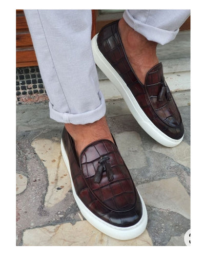 BROWN TAN GOVERNORS ALLIGATOR SNEAKERS