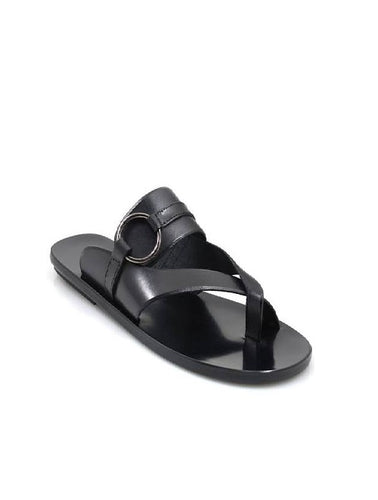 Round ring Leather Pam Slippers