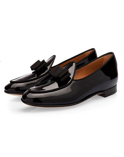 Patent Black shoes with Bow tie detail