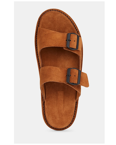 Cross Design Leather Pam Slippers 