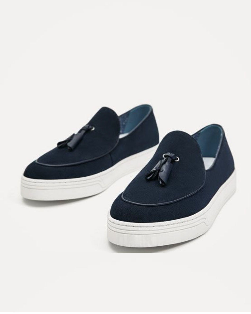Blue Suede Governors Belgian Plimsoles Sneakers with Tassel Detail