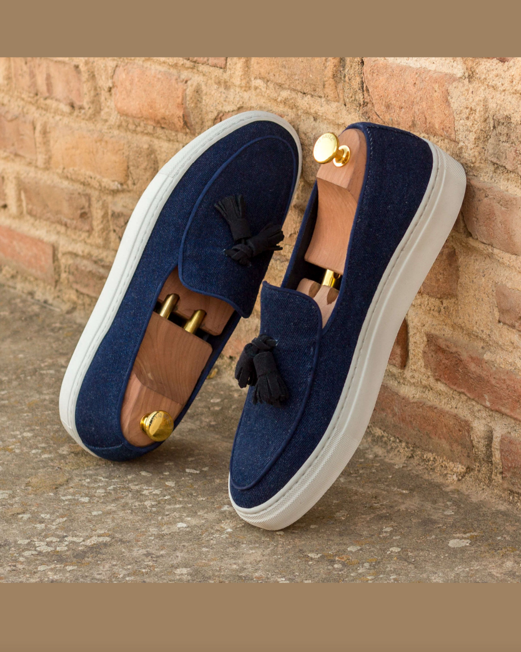 Blue Suede Governors Belgian Plimsoles Sneakers With Tassel Detail