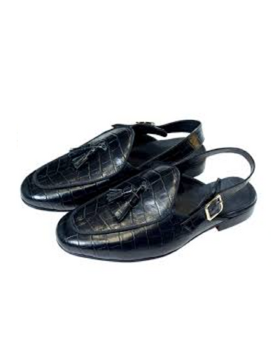 Governors Crocodile Black Half Shoes Sandals With Tassel