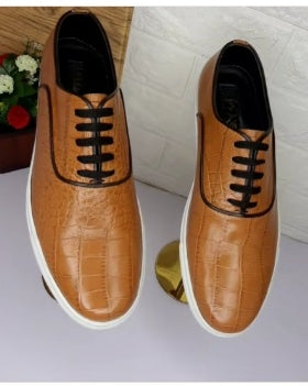 GOVERNORS BROWN ALLIGATOR SKIN LACE UP SNEAKERS