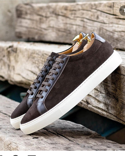 GOVERNORS BROWN SUEDE LEATHER TRIM LACE UP PLIMSOLL SNEAKERS