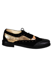 Men's leather and suede Black-Gold brogues