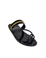 Patent Zipper thong-design slippers for men