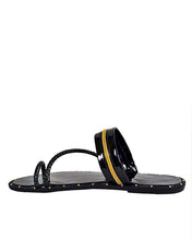 Patent Zipper thong-design slippers for men